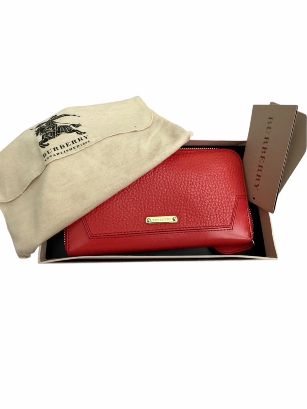 Burberry Ziggy Leather Continental Zip Around Wallet Full Inclusion